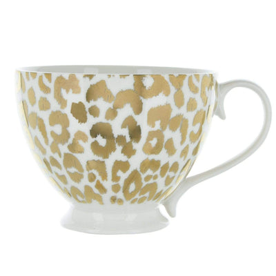 Candlelight Home Mug Animal Luxe Footed Mug Leopard Print Gold 6PK