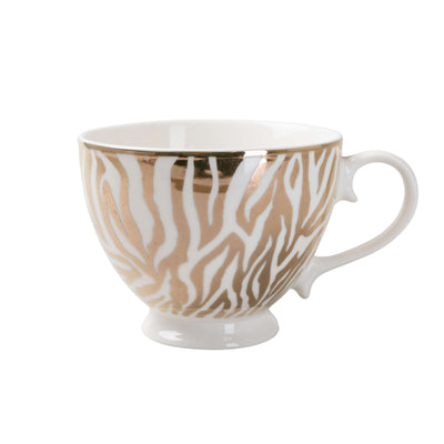 Candlelight Home Mug Animal Luxe Footed Mug Zebra Print Gold 6PK