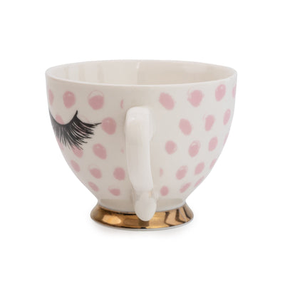 Candlelight Home Mugs Eyelash Footed Mug Pink and Gold 9cm 6PK