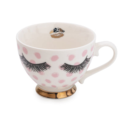 Candlelight Home Mugs Eyelash Footed Mug Pink and Gold 9cm 6PK