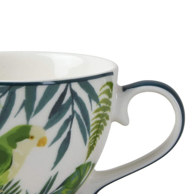 Candlelight Home Mugs Footed Mug in Emerald Eden Design Dark Green Handle 6PK