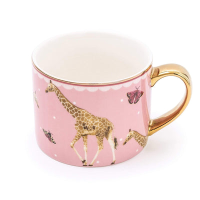 Candlelight Home Mugs Giraffe Pink Straight Sided Mug with Gold Handle 6PK
