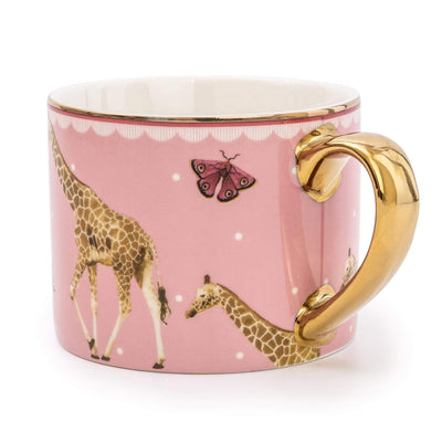 Candlelight Home Mugs Giraffe Pink Straight Sided Mug with Gold Handle 6PK