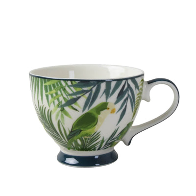 Candlelight Home Mugs Set of 2 Emerald Eden Decal Footed Mug with Green Rim (MO) 1PK
