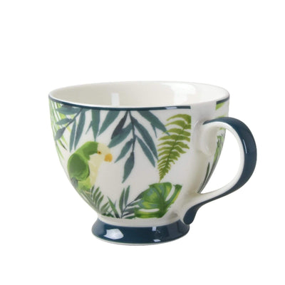 Candlelight Home Mugs Set of 2 Emerald Eden Decal Footed Mug with Green Rim (MO) 1PK