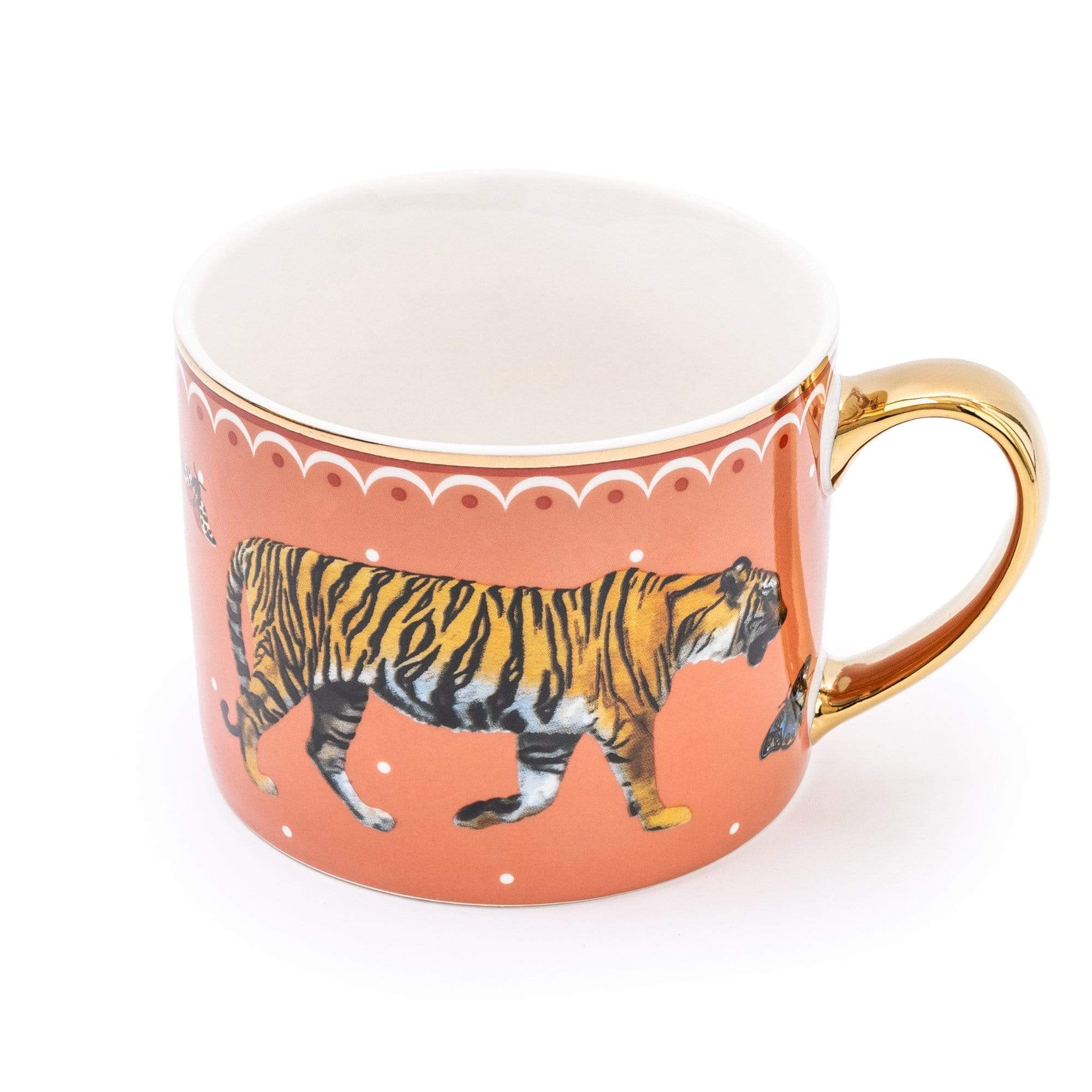 Tiger Peach Straight Sided Mug with Gold Handle 6PK