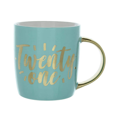 Candlelight Home Mugs Twenty One Milestone Mug in Gift Box Teal 9.2cm 6PK