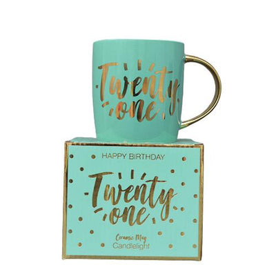 Candlelight Home Mugs Twenty One Milestone Mug in Gift Box Teal 9.2cm 6PK