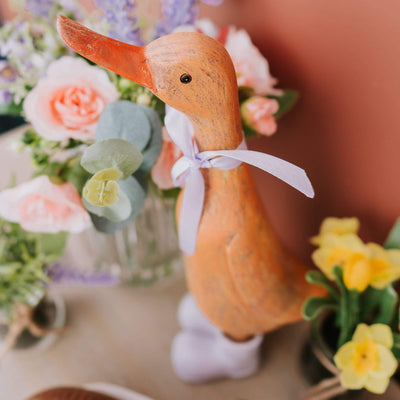 Candlelight Home Ornaments Duck in Lilac Wellies Oak Effect 29.8cm 6PK