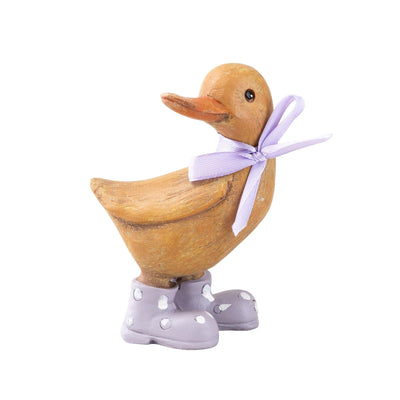 Candlelight Home Ornaments Duck in lilac wellies with bow ribbon 11cm 12PK