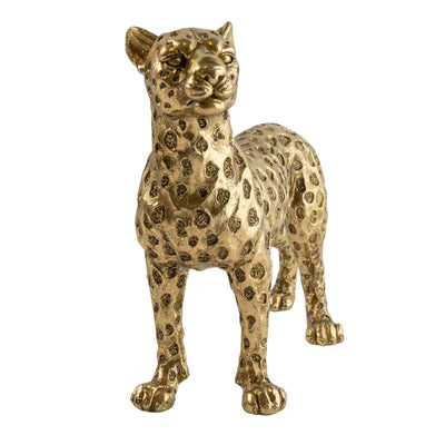 Candlelight Home Ornaments Gold Standing Resin Leopard 21cm Tall 3PK