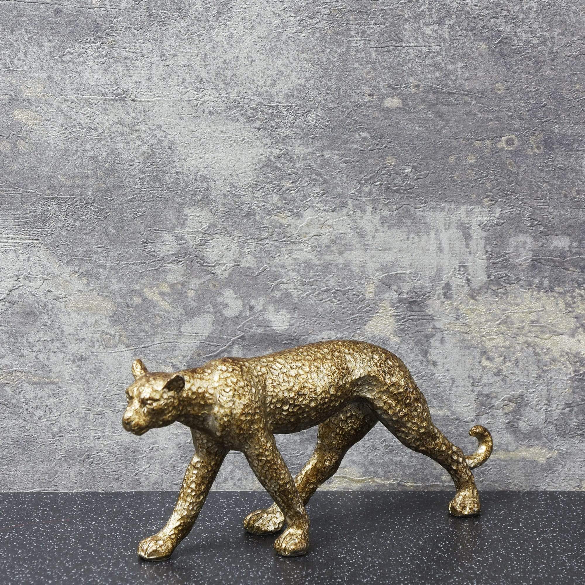 Standing Distressed Silver Resin Leopard (MO) 1PK - Candlelight Home
