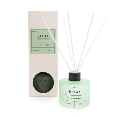 Candlelight Home Reed Diffusers 150ml 'Relax' Reed Diffuser Sage & Eucalyptus Scent 6PK