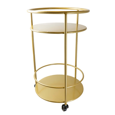 Candlelight Home ROUND METAL TROLLEY WITH SHELVES - GOLD - MAIL ORDER PACKAGING