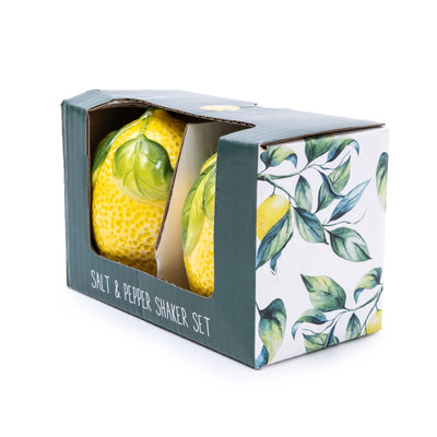 Candlelight Home SALT & PEPPER POTS MEDITERRANEAN LEMONS IN GIFT BOX
