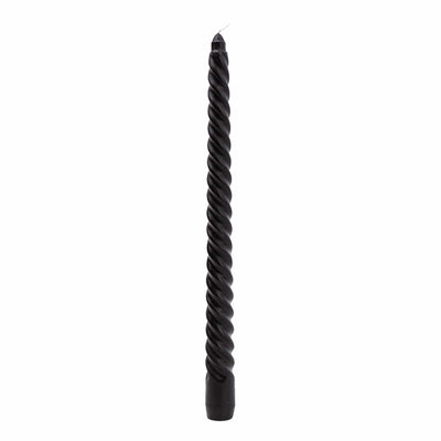 Candlelight Home SET OF 4 TWISTED DINNER CANDLES - BLACK