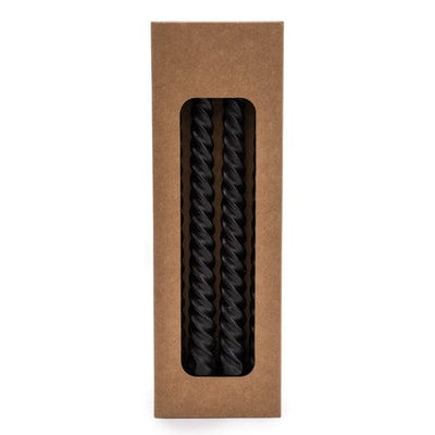 Candlelight Home SET OF 4 TWISTED DINNER CANDLES - BLACK