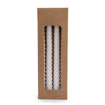 Candlelight Home SET OF 4 TWISTED DINNER CANDLES - WHITE