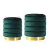 Candlelight Home Set of two Ottomans in Emerald Green with Gold Base 1PK