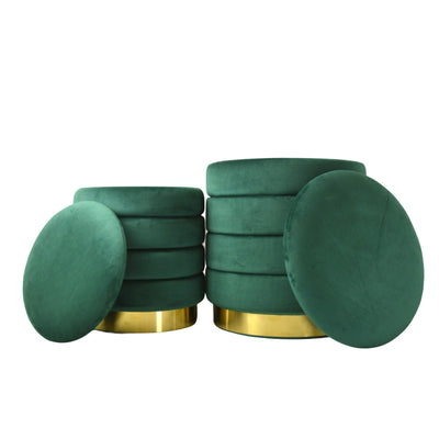 Candlelight Home Set of two Ottomans in Emerald Green with Gold Base 1PK