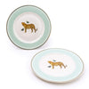 Candlelight Home Side Plates Set of 2 Leopard Pale Green Side Plates In Full Colour Gift Box 3PK
