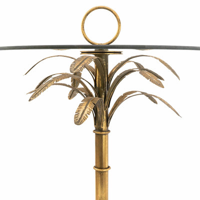 Candlelight Home Tables Gold Palm Tree Table with Glass Top 71cm 1PK