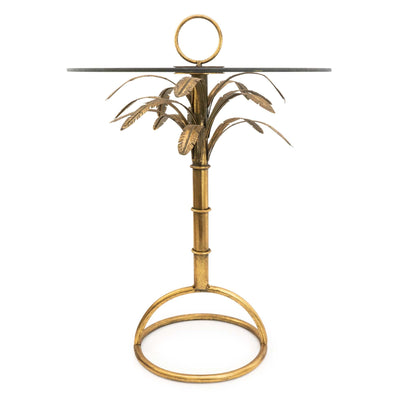 Candlelight Home Tables Gold Palm Tree Table with Glass Top 71cm 1PK