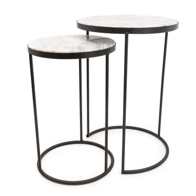 Candlelight Home Tables Set of 2 Side Tables with Marble Tops in Mail Order Packaging 1PK