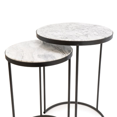 Candlelight Home Tables Set of 2 Side Tables with Marble Tops in Mail Order Packaging 1PK