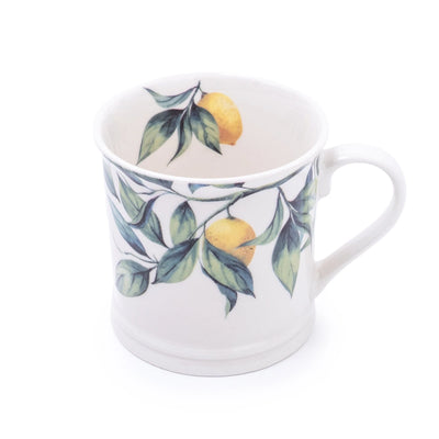 Candlelight Home TANKARD MUG MEDITERRANEAN LEMONS WHITE