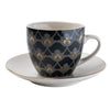 Candlelight Home Tea Cups Set of 4 Tea Cups and Saucers in Oriental Heron Design with Gold Rim in Gift Box 4PK