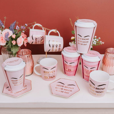 Candlelight Home Trinket Boxes & Dishes Ceramic Hexagon Trinket Dish Good Brows Pink/Gold 14.8cm 8PK
