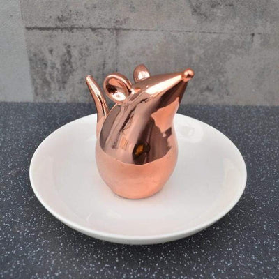 Candlelight Home Trinket Boxes & Dishes Mouse Trinket Dish Rose Gold Electroplated 11cm 2PK