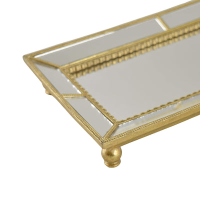 Candlelight Home Trinket Trays 30.5CM Gold Ornate Mirrored Tray (MO) 1PK