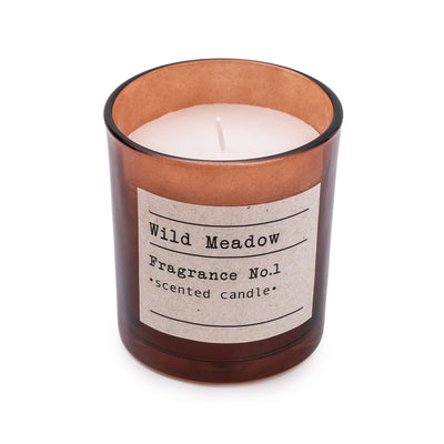 Candlelight Home Wax Pot Candles Amber Glass Wax Filled Pot Candle 'Wild Meadow' - Amber Lily Scent 9cm (MO) 1PK