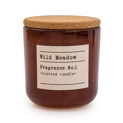 Candlelight Home Wax Pot Candles Amber Glass Wax Filled Pot Candle with Cork Lid 'Wild Meadow' - Amber Lily Scent 11cm (MO) 1PK