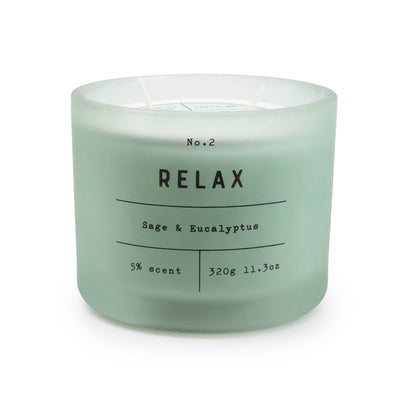 Candlelight Home Wax Pot Candles Frosted Glass 'Relax' Two Wick Candle Sage & Eucalyptus Scent 6PK