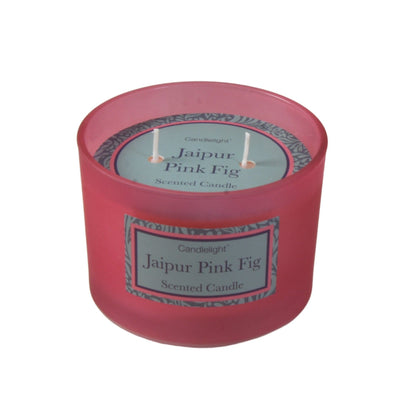 Candlelight Home Wax Pot Candles Jaipur Pink Fig 2 Wick glass filled Pot Candle Pear and Fig Scent 380g 6PK