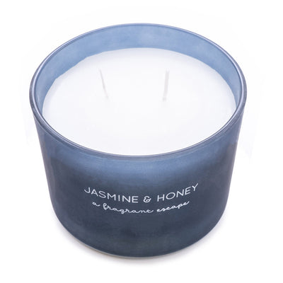 Candlelight Home Wax Pot Candles Jasmine & Honey Two Wick Glass Wax Filled Pot Candle with Wooden Lid - Honeysuckle Scent 1PK (MO)