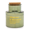 Candlelight Home Wax Pot Candles Olive Long Neck Glass Candle with Cork Lid 'Mimosa & Blossom' - Mimosa Scent 12cm (MO) 1PK