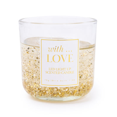 Candlelight Home Wax Pot Candles 'With Love' Gold Glitter Light Up LED Candle 6PK