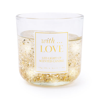 Candlelight Home Wax Pot Candles 'With Love' Gold Glitter Light Up LED Candle 6PK